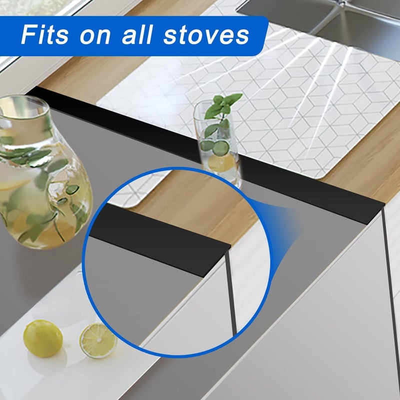 SameTech Silicone Stove Counter Gap Cover (2 Pack),Easy Clean Heat Resistant Wide & Long Kitchen Stove Gap Filler,Seals Spills Between Counters, Oven, Stovetops, Washing Machines, Washer, Dryer(30 in, Black) - Image 3